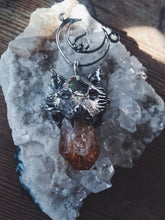 Load image into Gallery viewer, leucrocotta // silver moon wolf pendant with citrine