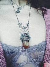 Load image into Gallery viewer, leucrocotta // silver moon wolf pendant with citrine