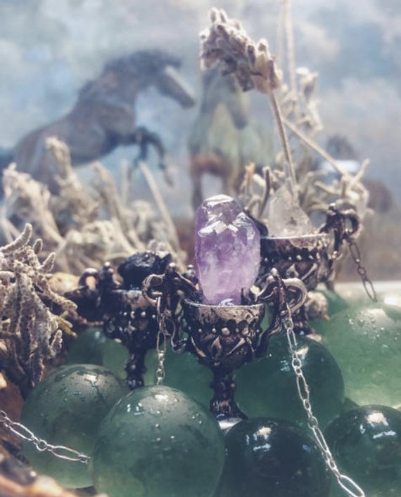 chalice // silver and raw amethyst pendant