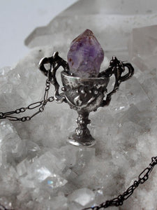 chalice // silver and raw amethyst pendant