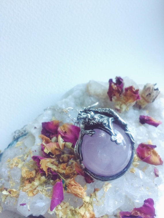 lindworm II // silver & quartz sphere pendant