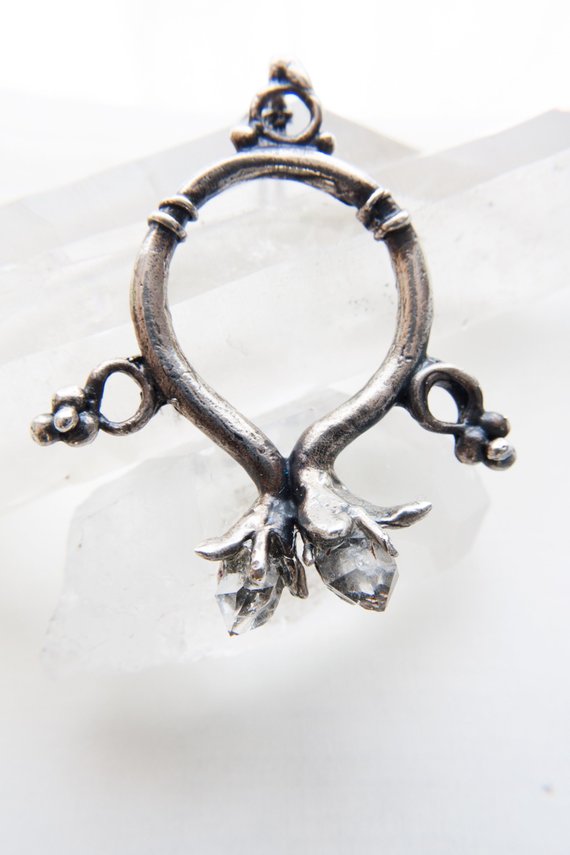RESERVED protection charm // changeling's amulet // silver and herkimer crystal