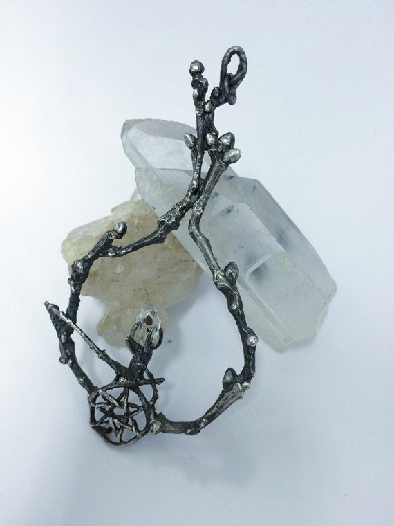 faerie magic jewel // faerie medallion // silver and herkimer crystal
